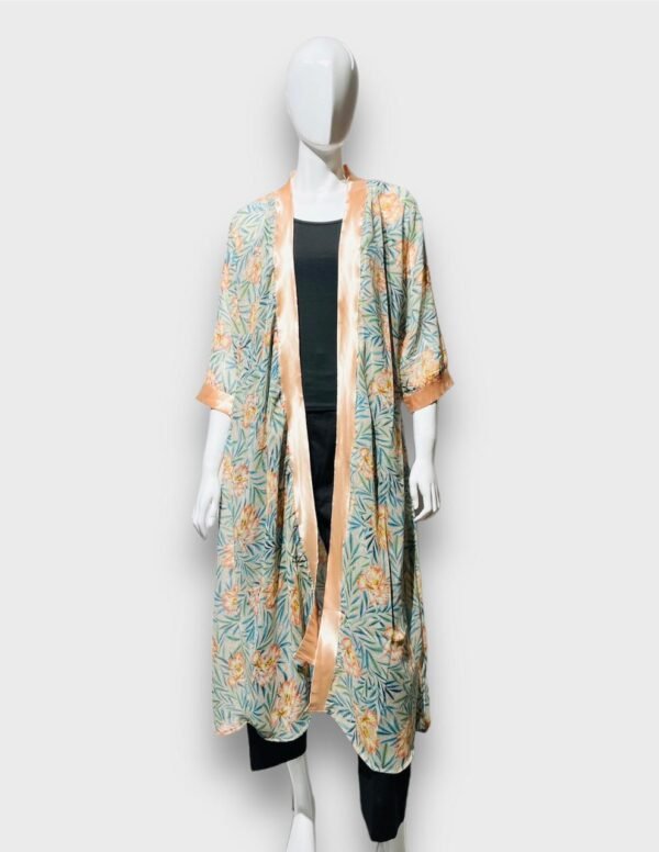 High Length Peach Floral Printed Shrug - Image 2