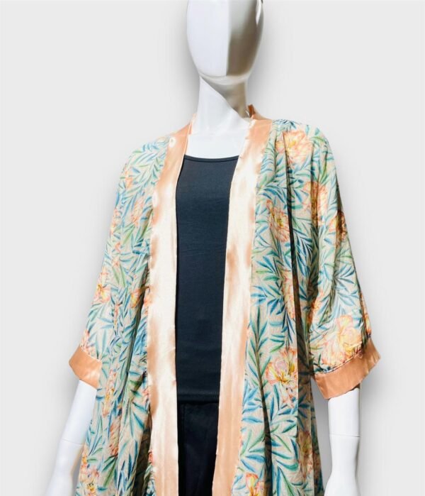 High Length Peach Floral Printed Shrug