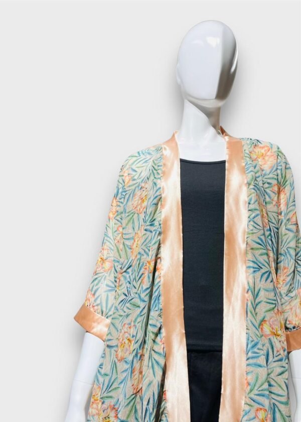 High Length Peach Floral Printed Shrug - Image 3