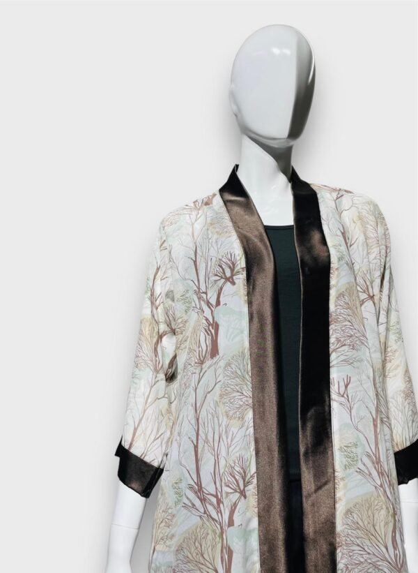 High Length White Floral Printed Shrug - Image 3