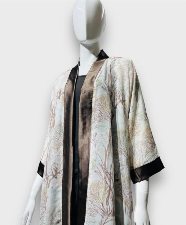 High Length White Floral Printed Shrug