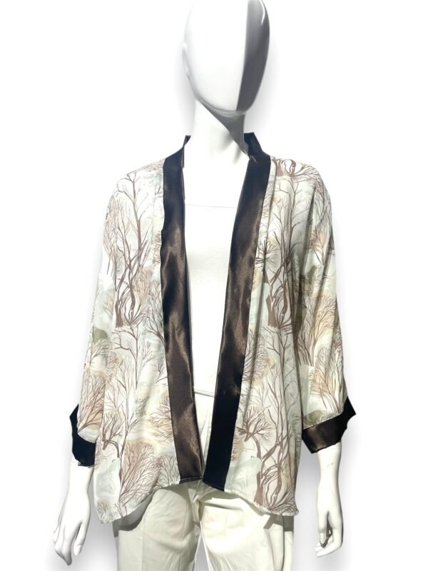 Coffee Border Printed Shrug