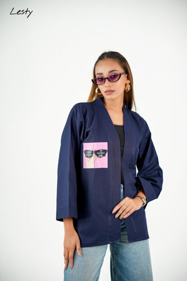 I'm Cool Printed Navy Shrug - Image 3