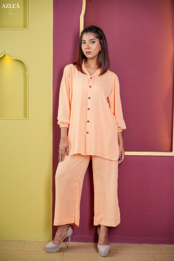 Women's Peach Color Co-Ords Set - Image 2