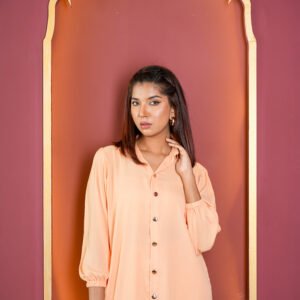 Women's Peach Color Co-Ords Set